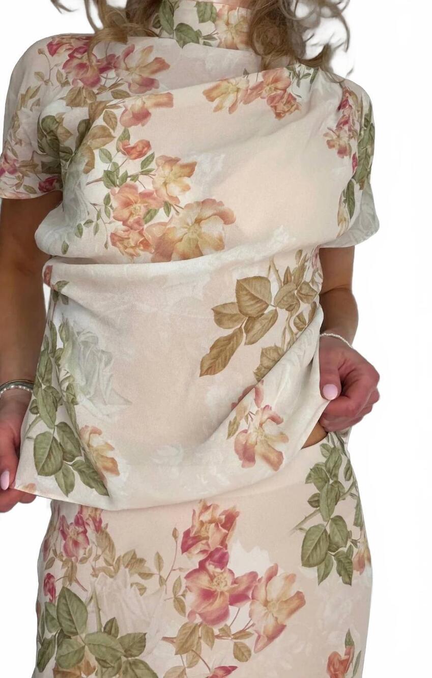 NEW FAVORITE DAUGHTER the graceful high mock neck top in light peach rose